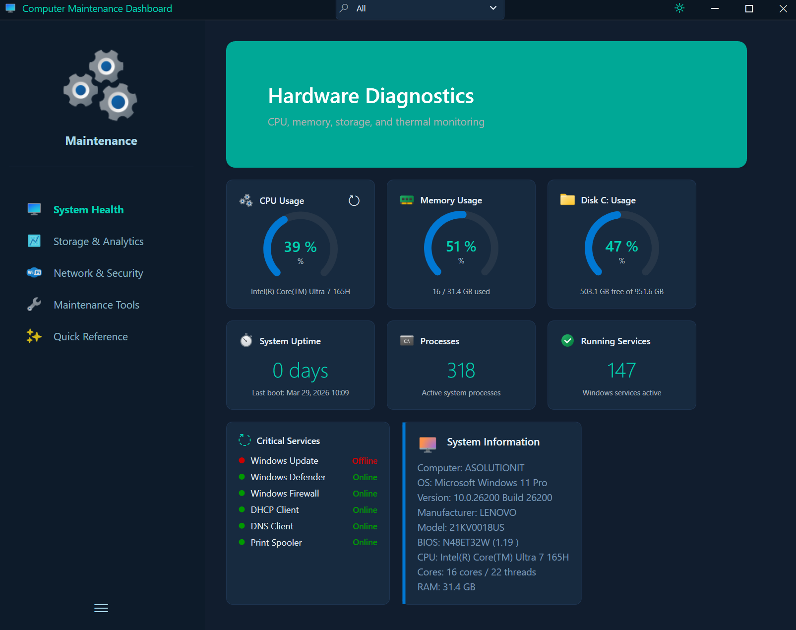 Dashboard with PNG Icons